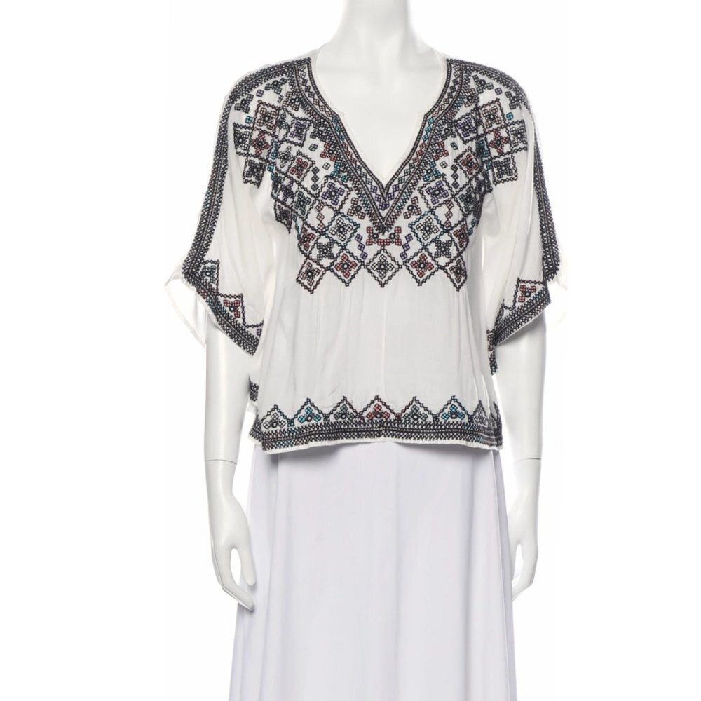 LOVE SAM Embroidered V-Neck Blouse Size Small
